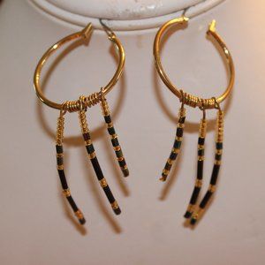 Boho gold plated black and gold dangle earrings